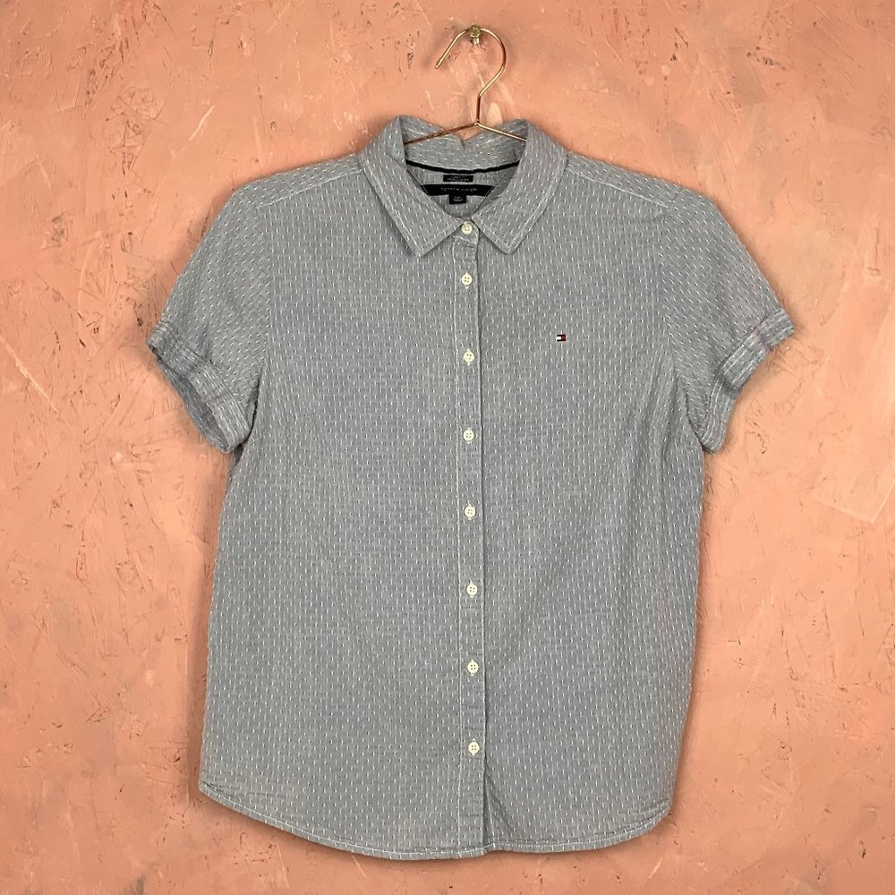 Women's Tommy Hilfiger Denim Short Sleeve Button-Down/Denim Collared Shirt Women